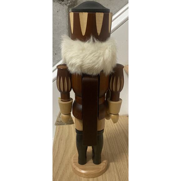 Christian Ulbricht Seiffener Nutcracker 15.5" Germany Natural Wood Half Mustache - Picture 4 of 12